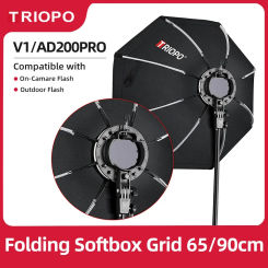 Triopo KX65 65cm KX90 90cm Speedlite Octagon Umbrella Softbox + Honeycomb Grid Outdoor Flash  Soft Box for Godox V1 Speedlite