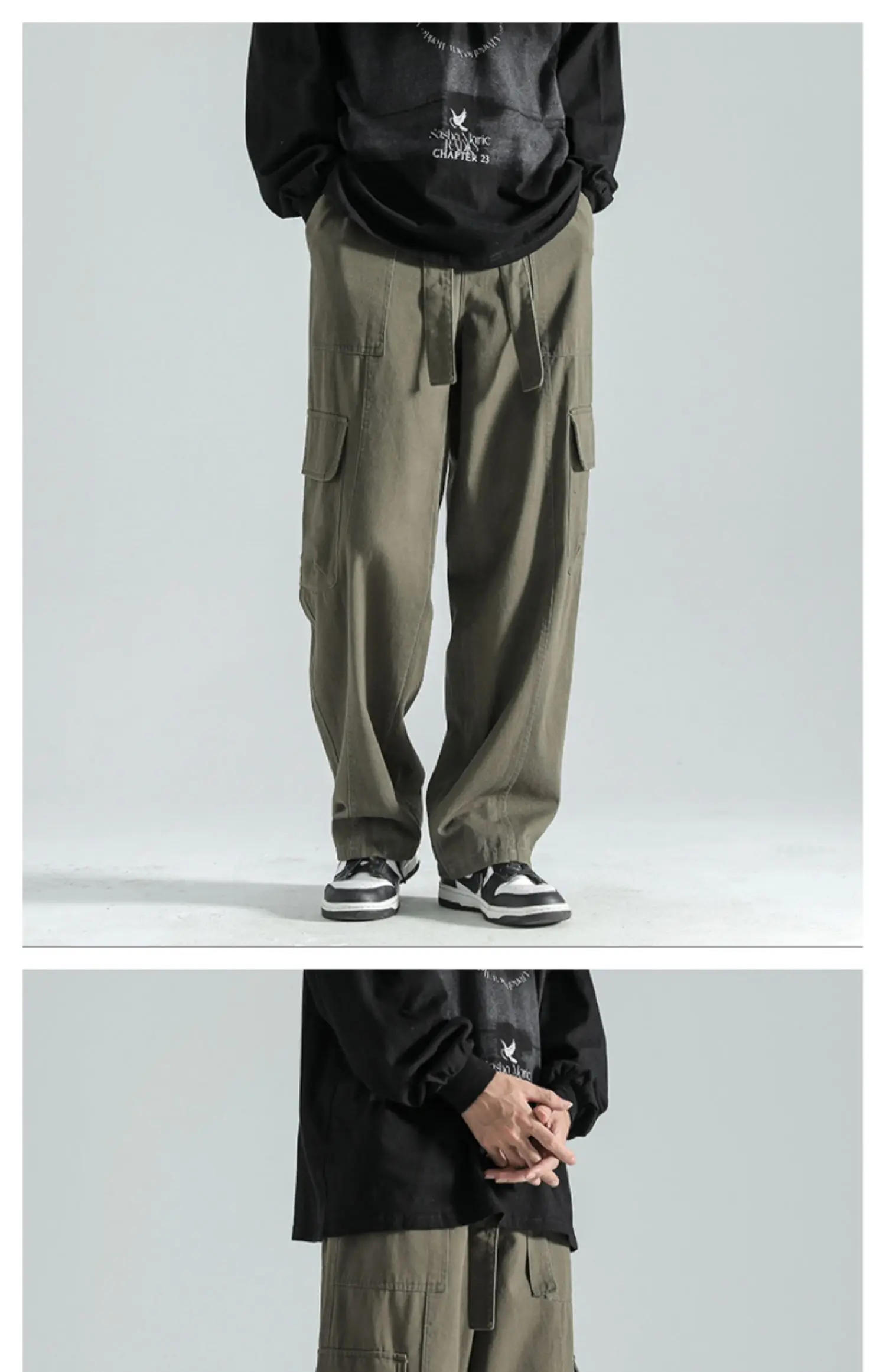 Description Picture 3 of itemOversized Casual Trousers Men's Sweatpants Korean Straight-leg Loose Trousers Plus Size Men Clothing Fashion Streetwear Z94