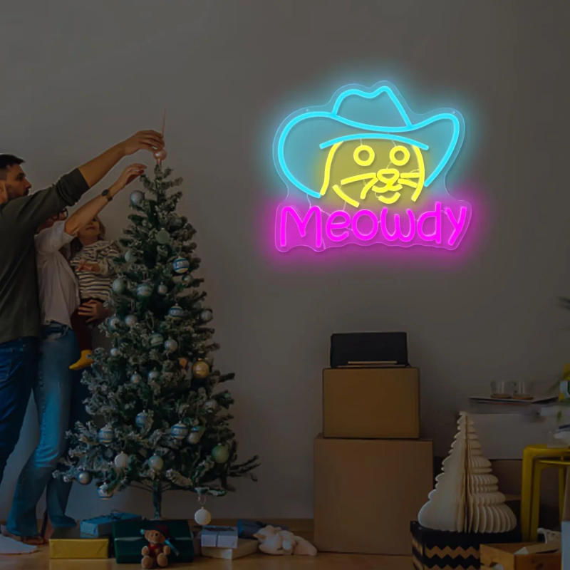 Description Picture 5 of itemLed neon signs for Home Wall decorations Home Lights Decorative neon signs, Cowboy Cat neon Signs Meow's Cowboy Hat Light Decor