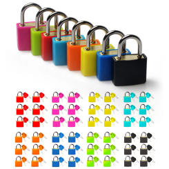 6pcs Keyed Padlock with 2 Keys Cabinet Lock Zinc Alloy Plastic Case Drawer Luggage Padlock 23MM for School Dormitory Gym Locker