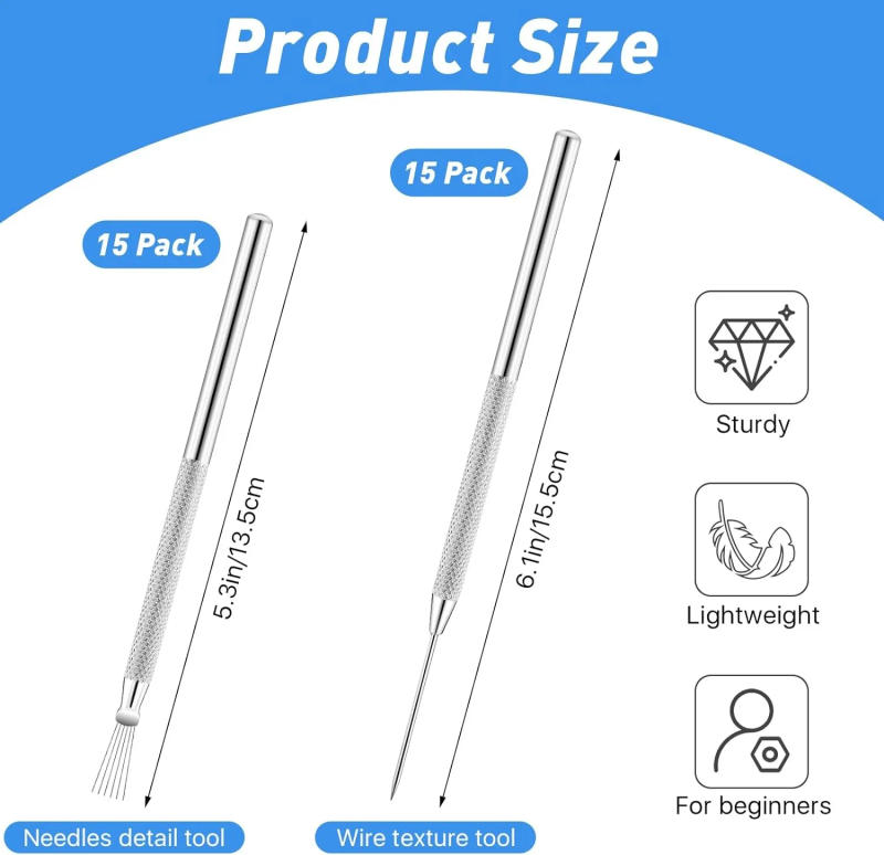 Description Picture 5 of item8Pcs Clay Needle Tools Pottery Feather Wire Texture Tools Ceramics Clay Sculpting Tools Kits Detail Clay Texturing Modeling DIY
