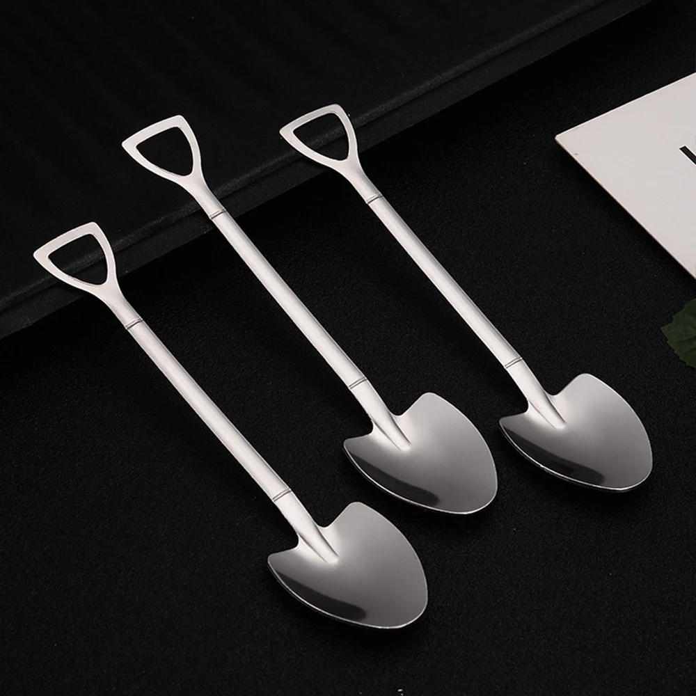 Description Picture 4 of item6/2/1Pcs Stainless Steel Shovel Spoon Creative Tea Coffee Spoons Cream Dessert Watermelon Tiny Scoop Home Tableware Cutlery Set