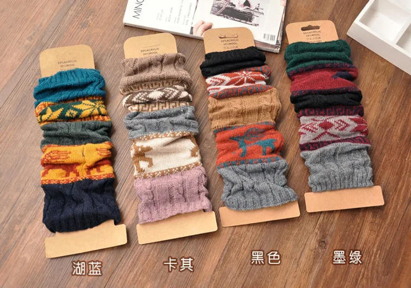 Description Picture 2 of itemWinter Over Knee Long Knit Cover Crochet Women Leg Warmers Legging Warm Striped Christmas Pierna Mujer Thigh Legwarmers