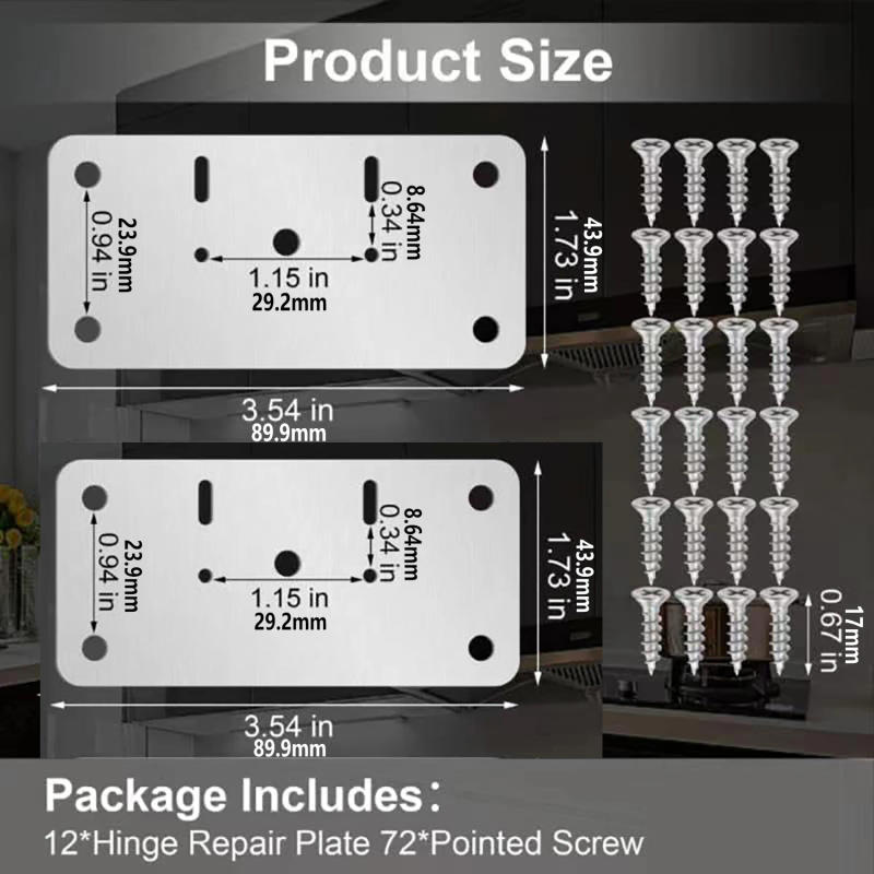 Description Picture 3 of item2/4/12Pcs Hinge Repair Kit Cabinet Door Repair Plate Hinge Fixing Plate for Kitchen Cupboard Door Locker Hinge Repair Brackets