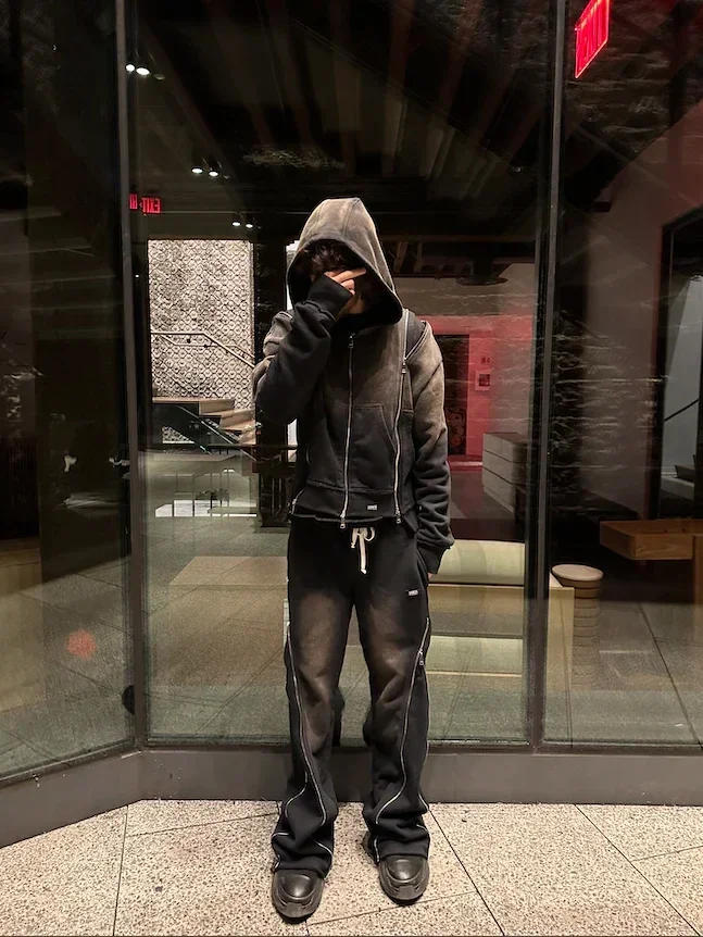 Description Picture 4 of itemHarajuku Y2K men clothing sweatpants vintage Casual Zipper Decoration Pants Hip Hop Gothic Streetwear Cotton Straight Leg Pants