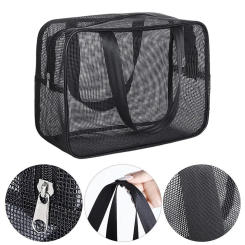 New Portable Bathing Bag Mesh Shower Toiletry Pouch Travel Makeup Storage Holder Big Pockets Bathroom Carry Tote