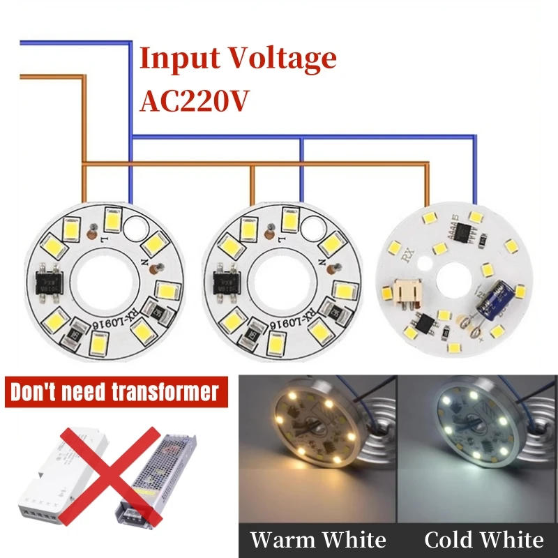 Description Picture 6 of item10pcs AC220V LED Downlight Chip SMD2835 Round Circuit Board Panel Driver-Free Module Ceiling Chandelier Spotlight Bulb Fittings