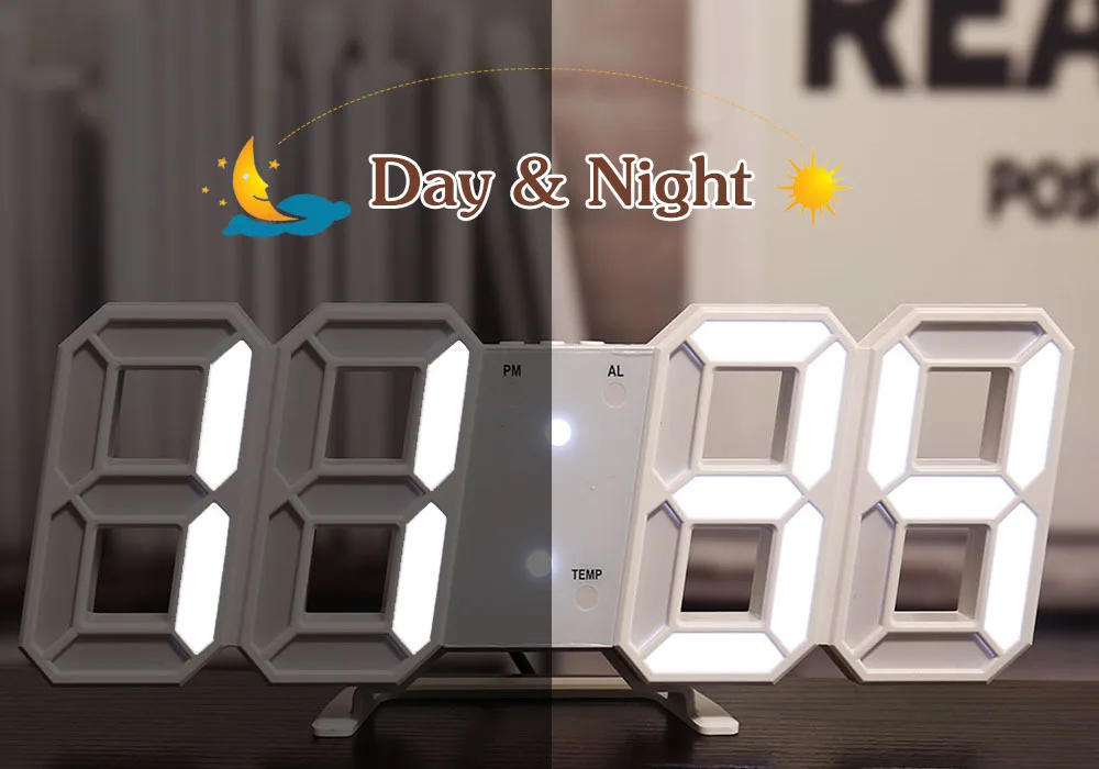 Description Picture 2 of itemDigital Table Clock Desktop Wall LED Light Alarm Clock INS Digital Antique Style 3d Wall Clock with Backlight Home Decor