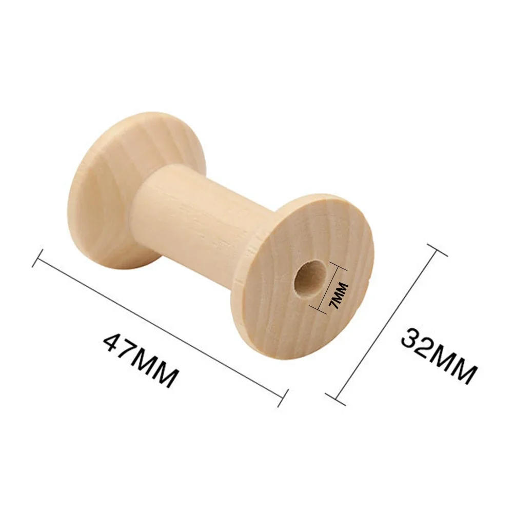 Description Picture 4 of item10pcs Empty Wooden Bobbins Reels Spools Holder Thread Wire for Needlework Sewing Machine Crafts DIY Unfinished Painted 47mm*32mm