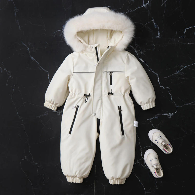 Description Picture 6 of itemWinter Baby Rompers Waterproof Infant Ski Suit Fur Lining Girls Jumpsuits Fur Hoodie Suit