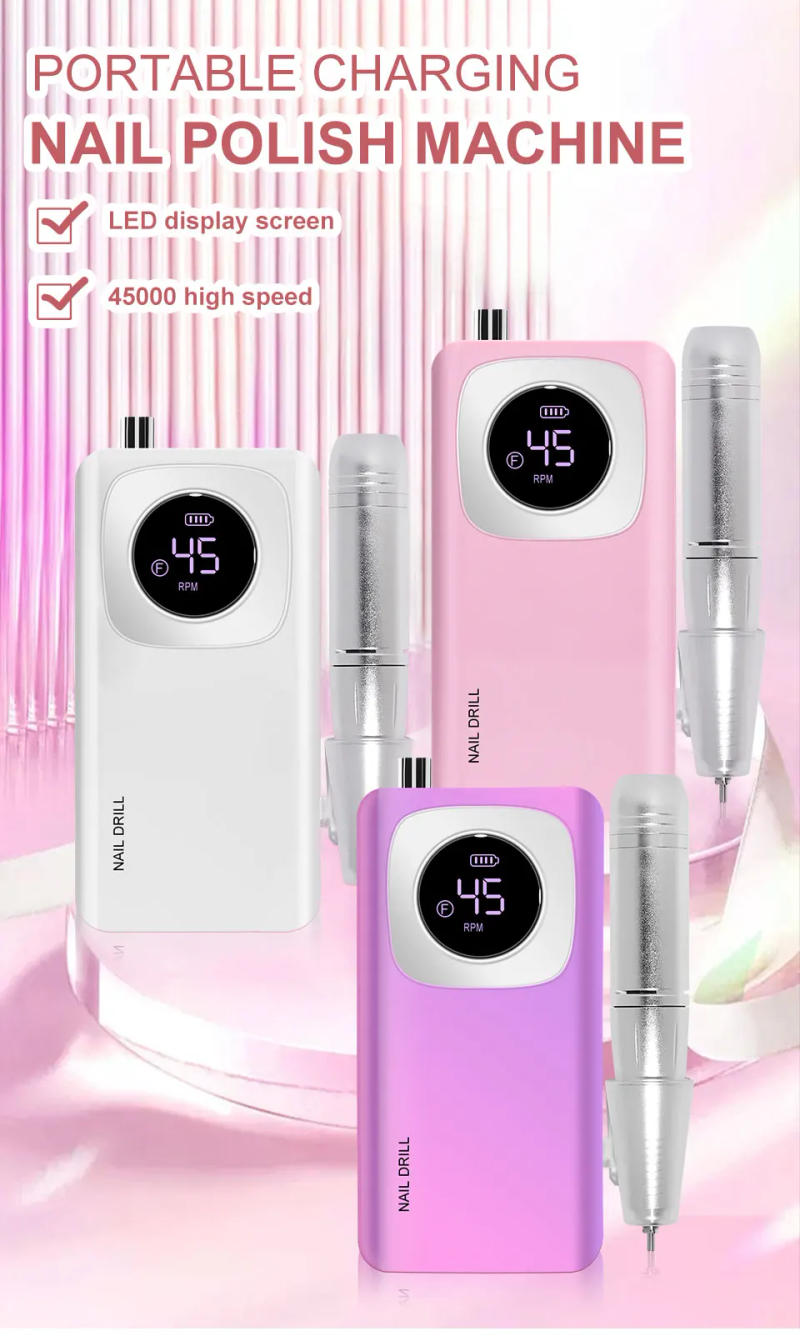 Description Picture 2 of item45000RPM Rechargeable Electric Nail Drill Machine With USB Connector Nail Polish Remover Drill Set Manicure Sander Low Noise