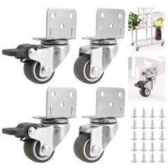 Household Mini Furniture Casters Wheels Durable L-shaped Mounting Plate Rubber Swivel Roller Furniture Casters
