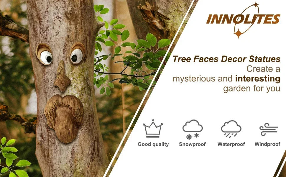 Description Picture 5 of itemOutdoor Tree Face Statues Old Man Tree Hugger Bark Ghost Face Decoration Funny Yard Art Tree Decor Outdoor Garden Creative Props