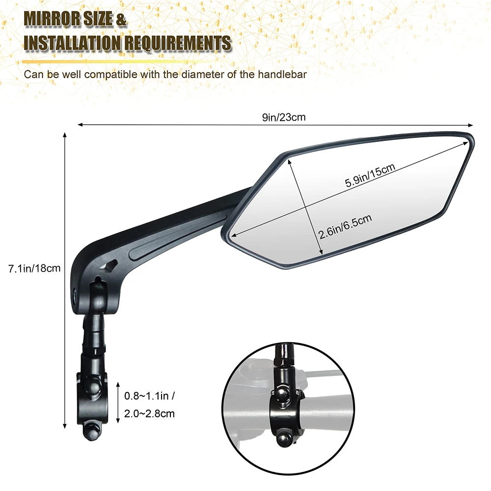 Description Picture 3 of itemBicycle Handlebar Reflector Rear View Mirror Safety Adjustable Rotatable Mirror Clear Electric Scooter Cycling Accessories