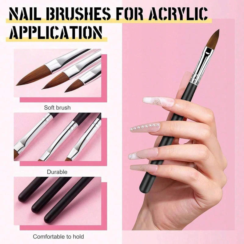 Description Picture 4 of item3/5PCS Acrylic Nail Brushes Set For Acrylic Powder Nail Glue Acrylic Application/Extension/Carving Nail Professional Brushes 15/