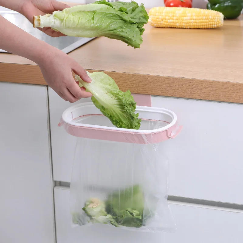 Description Picture 5 of itemHanging Garbage Bag Holder Storage Rack Kitchen Hook for No-Drill Installation Cabinet Door Hanger Kitchen Trash Can