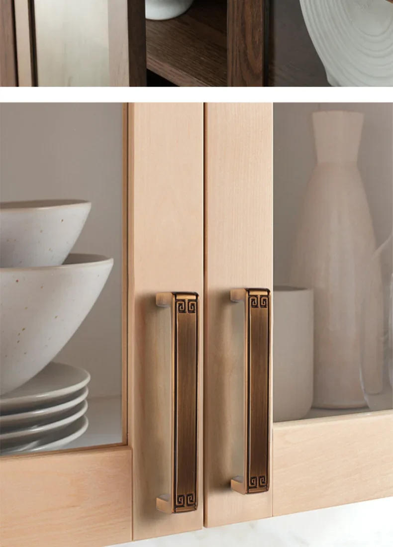 Description Picture 6 of itemNew Chinese Style Wardrobe Door Handle Antique Copper Cabinet Door Handle Drawer Cabinet Pull Hand Medium Furniture Hardware