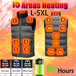 Men Electric Heated Jackets Waterproof Interface Zipper Closure Heated Waistcoat 10H Lasting Time Winter Heated Vest for Camping