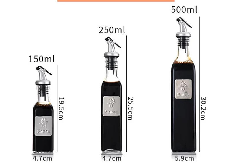 Description Picture 2 of itemTransparent Glass Olive Oil Bottle Leakproof Kitchen Seasoning Soy Vinegar Square Glass Bottle Kitchen Supplies New Dropshipping