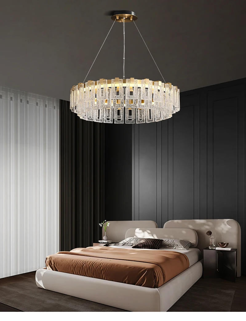 Description Picture 3 of itemRound Design Modern LED Chandelier Living Room Hanglamp Gold Luxury Bedroom Decoration Fixtures