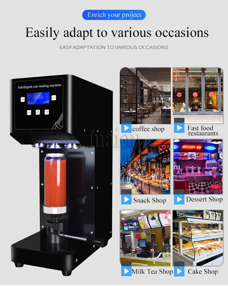 Description Picture 3 of itemCommercial Automatic Intelligent Tin Can Sealing Machine Soda Sealer Cup Body Rotation Aluminum Beer Bottles Jar Seamers