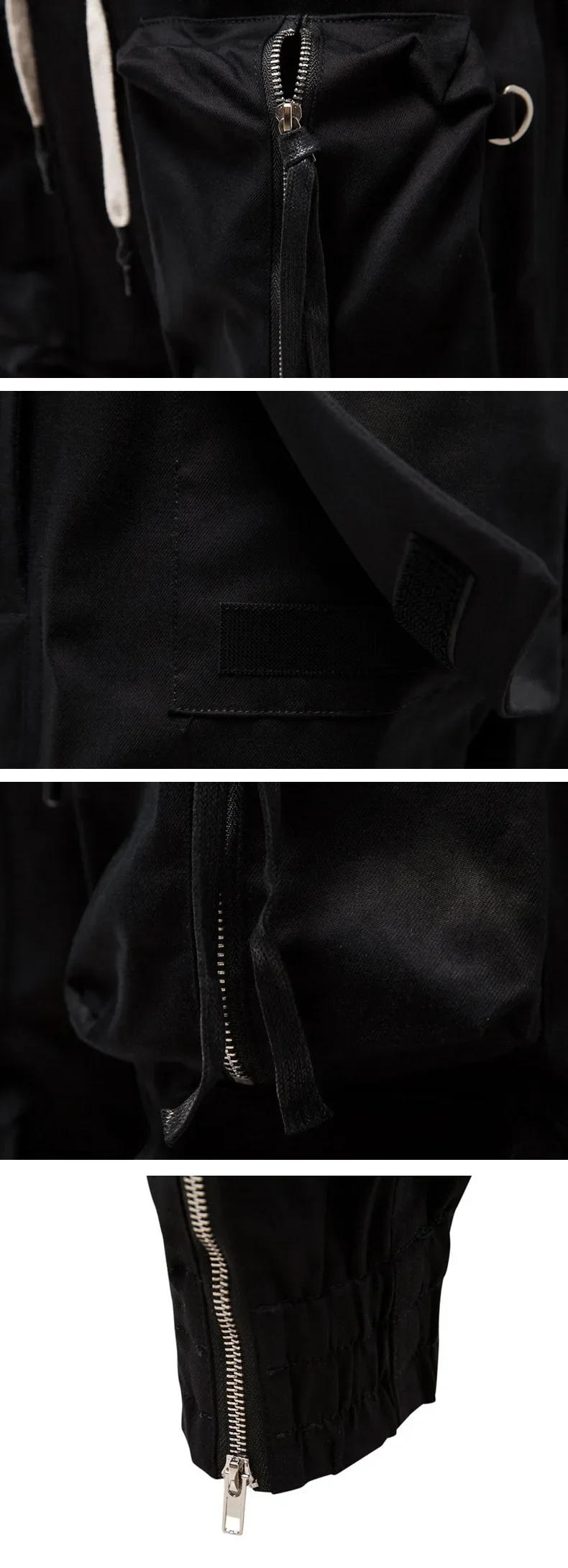 Description Picture 6 of itemNew Four Seasons Wearable Pure Cotton Casual Pants for Men's Zipper Decorative Large Pocket Elastic Waist Tie Leggings