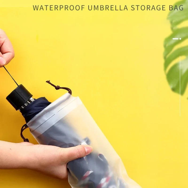 Description Picture 2 of item5pcs Transparent Waterproof Umbrella Storage Bag Portable Reusable Drawstring Bag Home Storage Organizer Umbrella Accessories