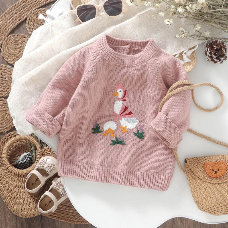 Description Picture 4 of itemMISOWMNJOY Winter Knitted Baby Boys Girls Sweater Cute Duck Embroidery Long Sleeve Fall Winter Kids Clothes Infant Jumpers Tops
