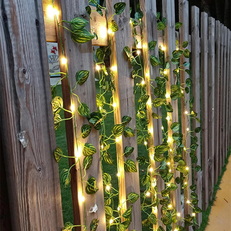 Description Picture 6 of item2.3m Silk Leaves Fake Creeper Green Leaf Ivy Vine 3m LED String Lights for Home Wedding Party Hanging Garland Artificial Flower