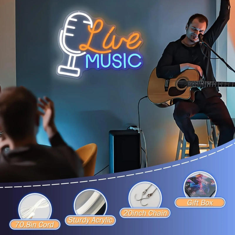 Description Picture 4 of itemLive Music Neon Signs LED neon light Signs,for Wall Decor Dimmable Bedroom Music Studio Home Party Neon Bar Sign Decor