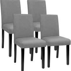 Furmax Dining Chairs Urban Style Fabric Parson Chairs Kitchen Living Room Armless Side Chair with Solid Wood Legs Set of 4