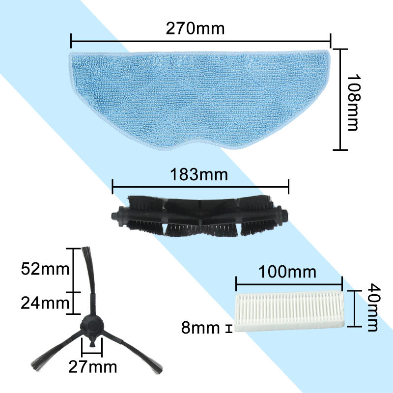 Description Picture 5 of itemRobot Vacuum Cleaner Accessories Kit For Tefal For X-Plorer Serie 75 S+ Side Brush Filter Mop Cloth Main Brush