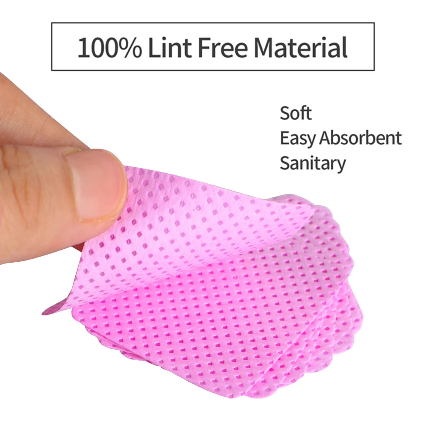 Description Picture 5 of item200pcs Lint Free Wipes Non-Woven Nail Polish Remover Pads Soft for Nails Eyelash Extensions Lash Glue Pink Wipes Packed in Case