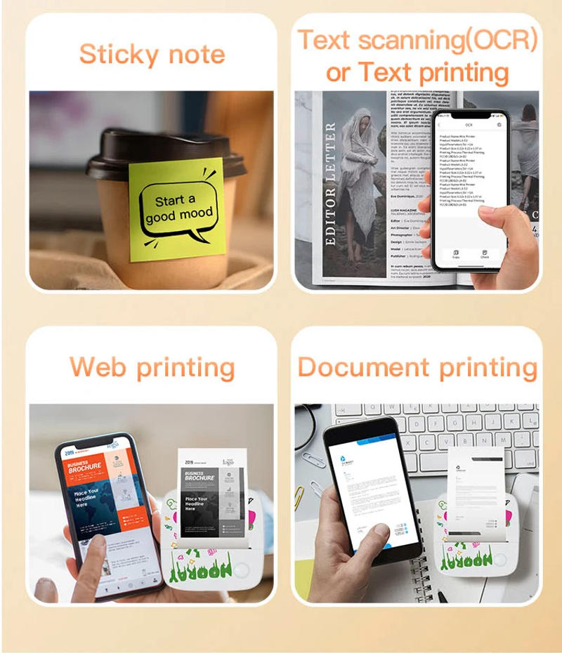 Description Picture 6 of itemMini Printers 16 Roll Kit 8 Roll Thermal Paper 8 Roll Sticker Paper Portable Label Maker Printer for DIY Note Photo Printing