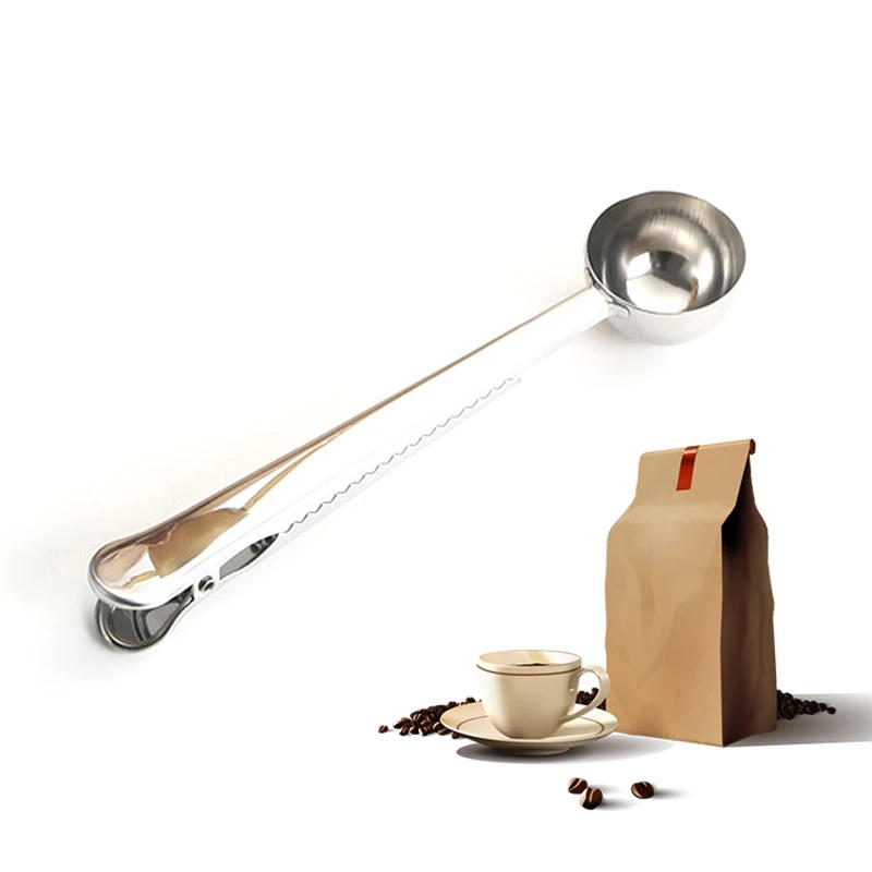 Description Picture 5 of item1 Piece Multifunction Stainless Steel Coffee Scoop With Clip Coffee Tea Measuring Scoop 1Cup Ground Coffee Measuring Scoop Spoon