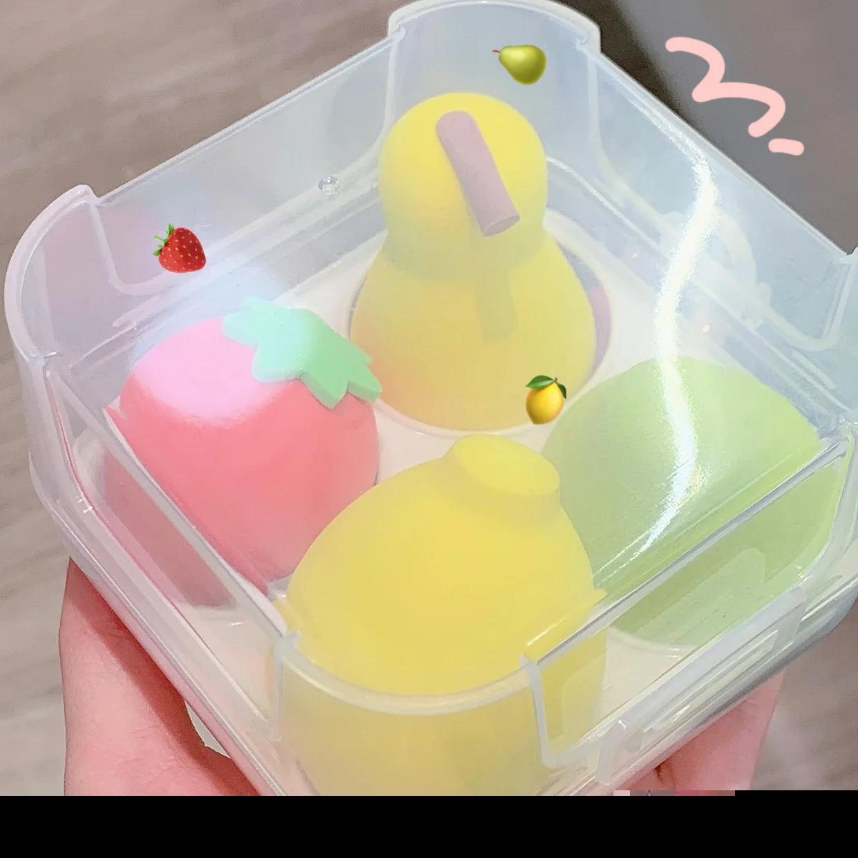 Description Picture 6 of item4Pcs/box Makeup Sponge Set Cute Fruit Cosmetic Puff for Foundation Cream Concealer Powder Face Make Up Blender Beauty Tools Pear
