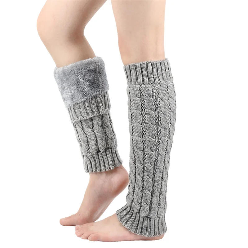 Description Picture 5 of itemFashion Women Knitted Leg Warmer Winter Warm Thermal Plush Leg Warmers Knee High Socks Boot Cuffs Streetwear 2024