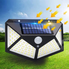 Solar Outdoor Lights IP65 Waterproof Motion Sensor Wall Lights 100 LED Security Floodlight for Exterior Garden Patio Yard Garage