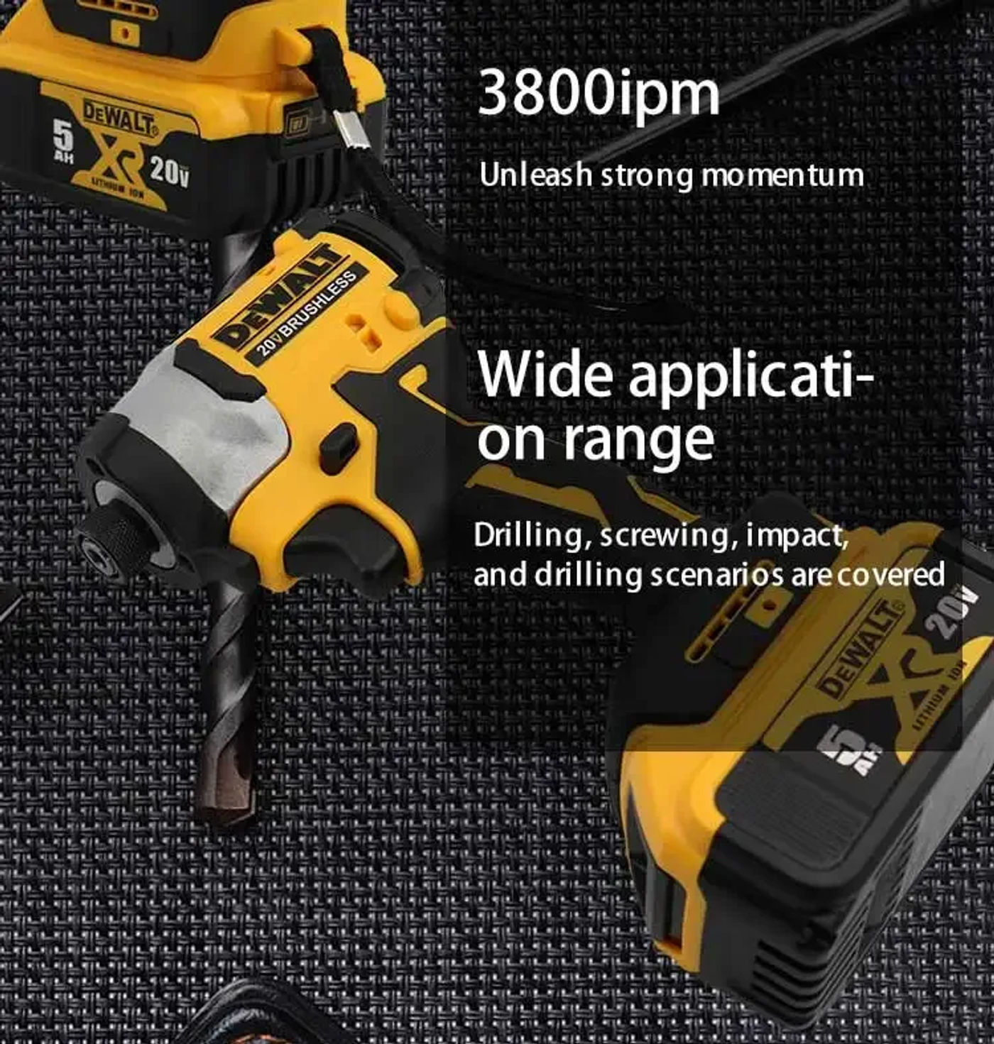 Description Picture 6 of itemDEWALT DCF850 205N.m Brushless Impact Driver Cordless Screwdriver 20V Rechargeable Electric Impact Drill Power Tools
