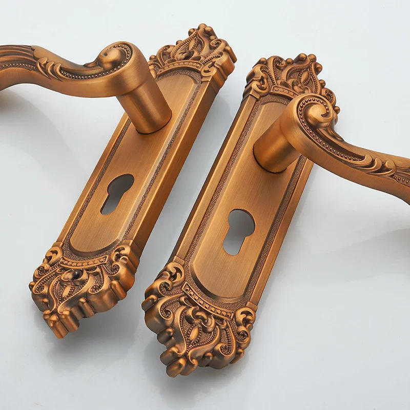 Description Picture 2 of itemVintage Retro Mortise Lock Interior Door Lock Latch Bedroom Lever Handleset Yellow Antique Wood Door Handle Mechanical Door Lock
