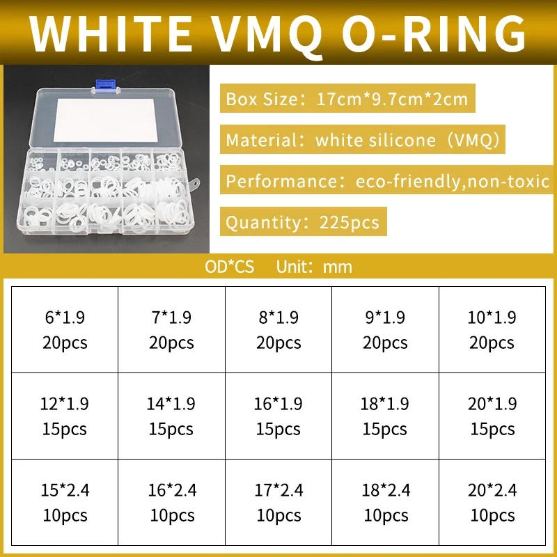 Description Picture 2 of itemMixbox boxed nitrile silicone fluorine rubber repair kit sealing valve waterproof combination kit gasket o-ring faucet machine