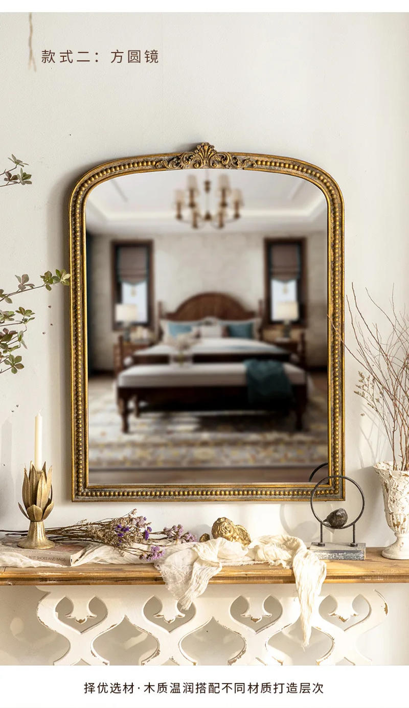 Description Picture 2 of item108cm Height Bathroom Vanity Mirror Decorative Golden Wooden Frame