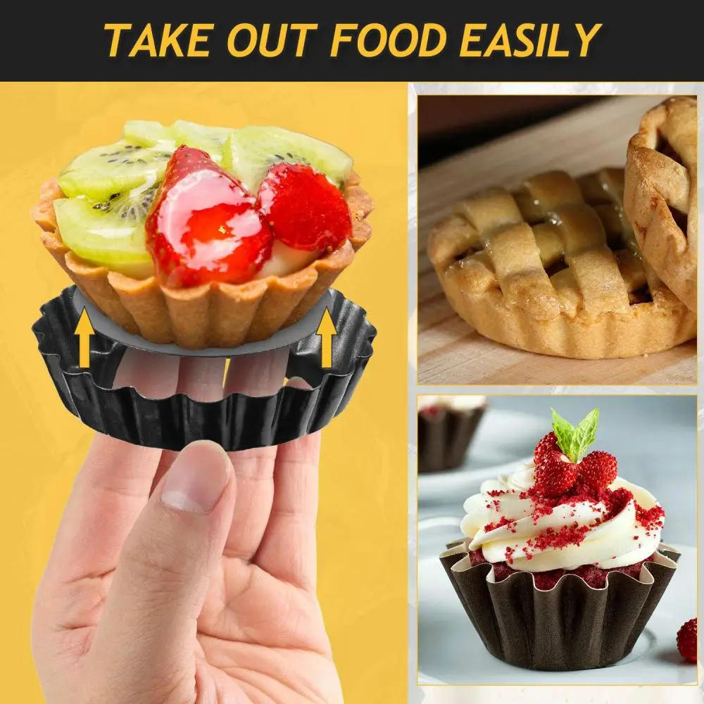 Description Picture 5 of itemBaking Cake Molds Non-Stick Tart Quiche Pans Pan with Removable Bottom Pie Pizza Mould Cup Bakeware Kitchen Tool Accessories