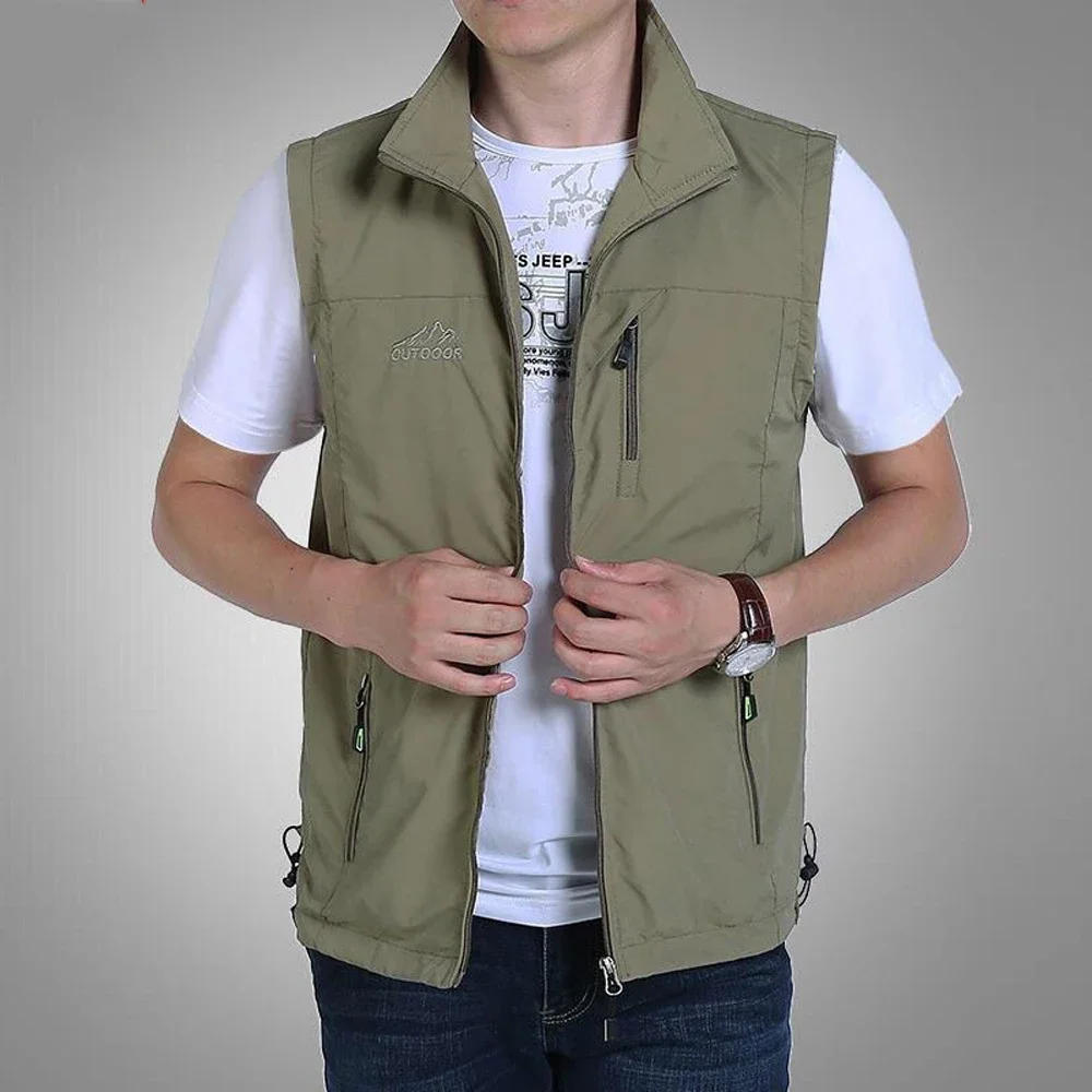 Description Picture 6 of itemSpring Summer Outdoor Casual Vest Men's Solid Color with Pockets Zipper Undershirt Mesh Lining Breathable Fishing Undershirt