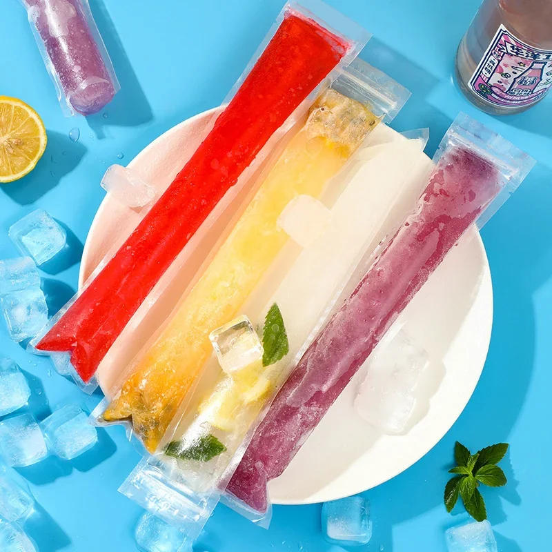 Description Picture 5 of item100/1Pcs Disposable Ice Pop Mold Bag Large Freeze Popsicle Sealed Bags DIY Juice Yogurt Smoothie Bag With Funnel Ice Cream Tool