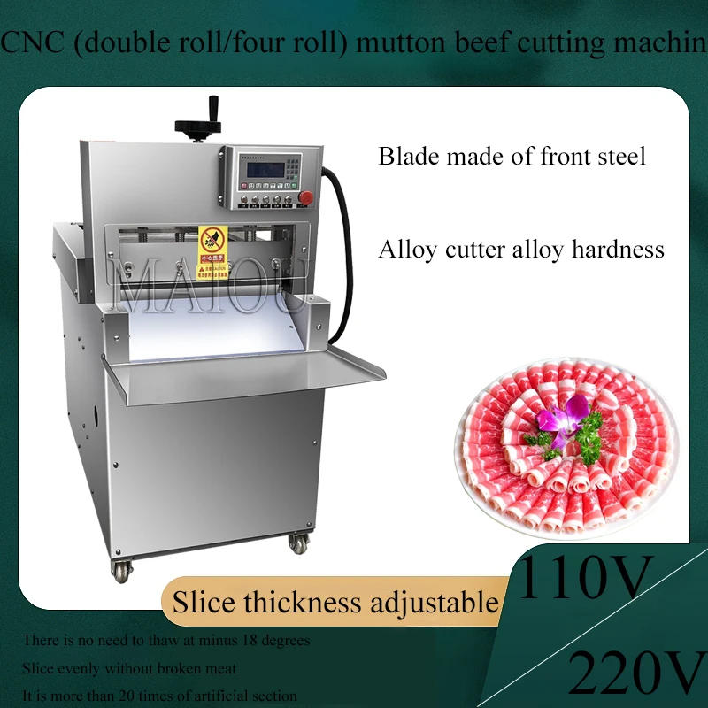 Description Picture 5 of itemNew Commercial Electric Lamb Beef Slicer Freezing Meat Cutting Machine CNC Double Cut Mutton Roll Machine For Sale