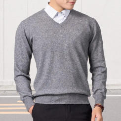 Men Sweater Men's V-neck Solid Color Knit Sweater for Autumn Winter Slim Fit Long Sleeve Pullover Jumper Warm Comfortable