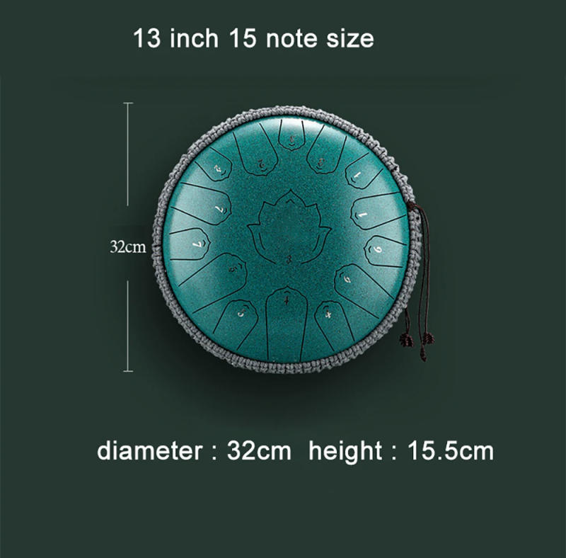 Description Picture 2 of itemHluru Steel Togue Drum 13 Inch 15 Notes Lotus Pattern C Tone Ethereal Drum Meditation Yoga Music Percussion Instrument Tool Part