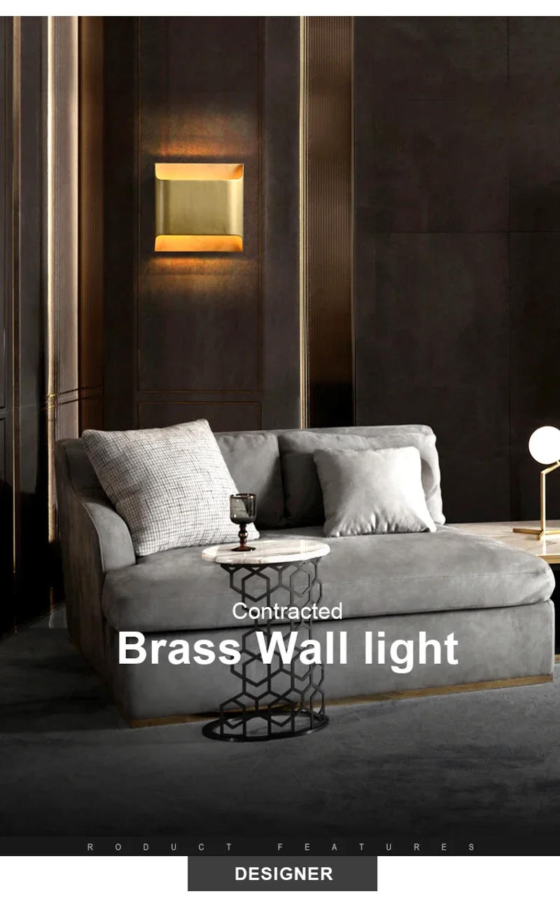 Description Picture 2 of itemModern Minimalist Designer Creative Art Minimalist Copper Brass Wall Sconce Wall Lamp for Study Living Room Bedside Stairs light