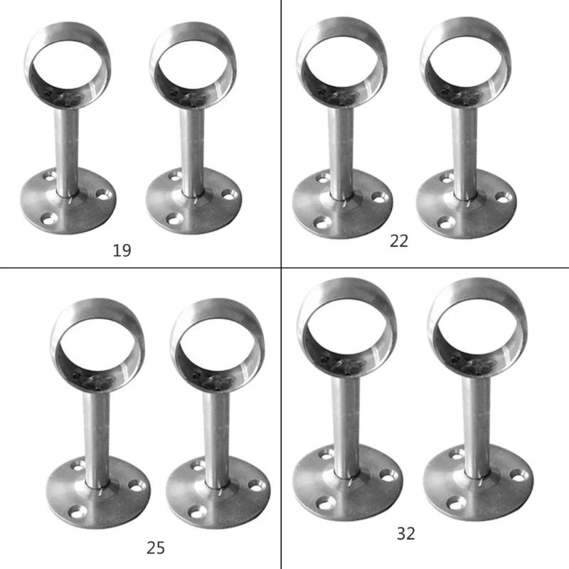 Description Picture 2 of item2Pcs Stainless-Steel Curtain Rod Bracket Home Hanging Rod Support Socket Closet Pole Sockets Flange Rod Holder Dropship